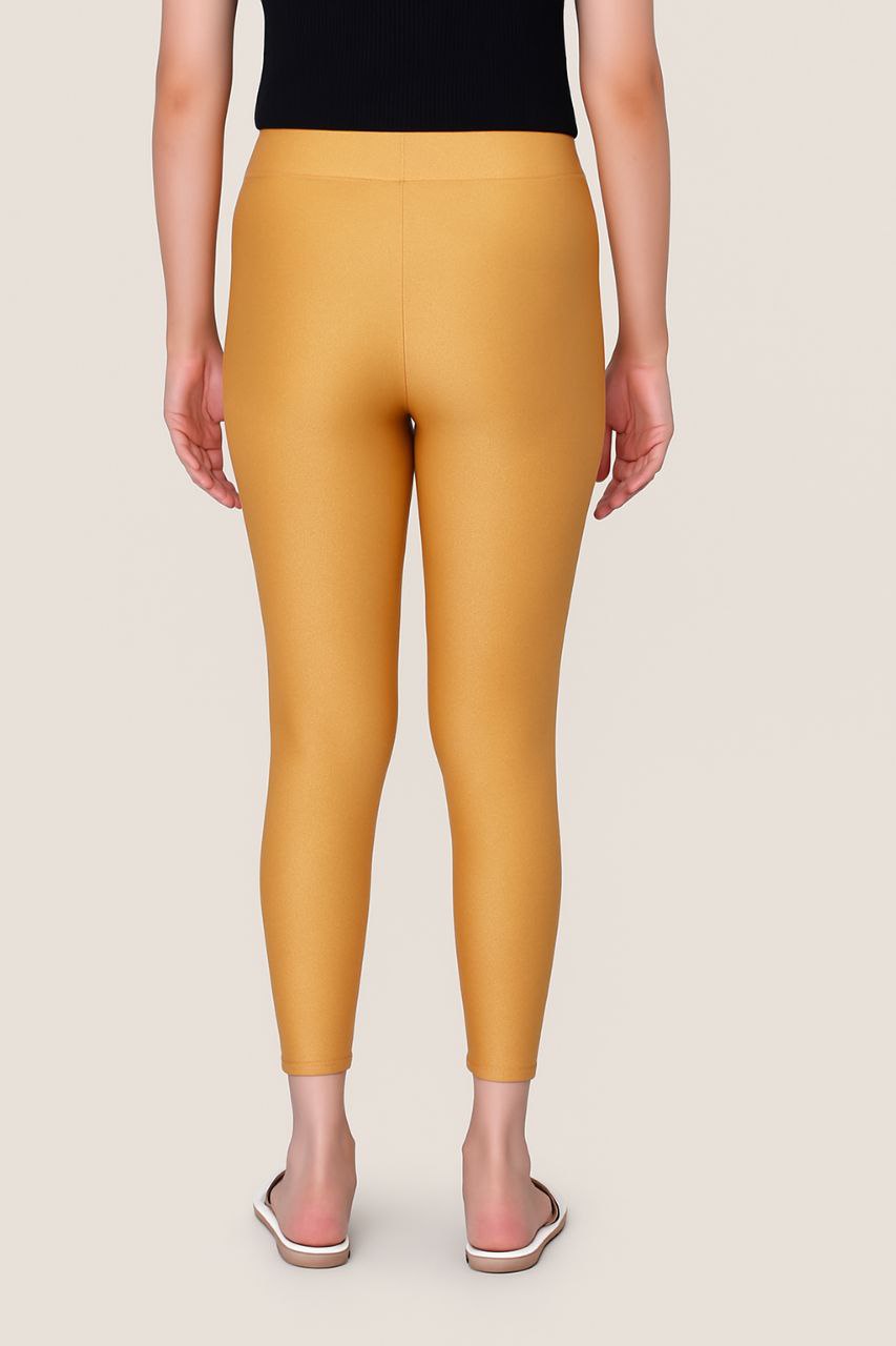 ECOFAZ Gold Dust Shimmer Leggings – Women’s Metallic Stretch Pants in L, XL, XXL